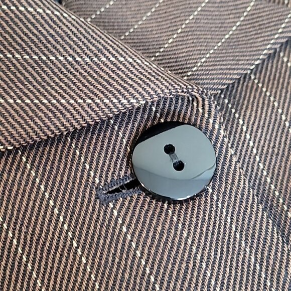 Christian Dior Brown Pinstripe Blazer Jacket Womens Size 12 Classic Tailored Loo - Picture 15 of 15